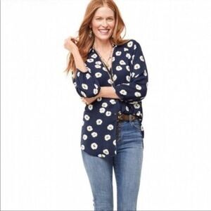 Cabi Floral Blue Button Up Top